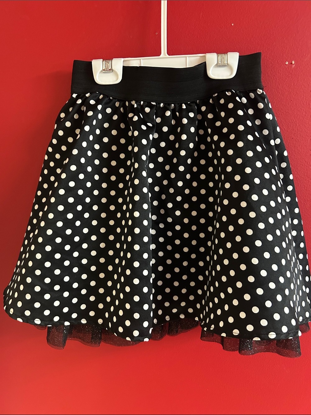Girls Black & White Polka Dot Skirt with Tulle Hem size 10